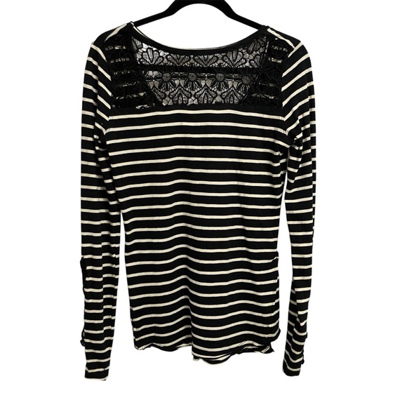 Striped Long Sleeve Top- Lace Details NWT - Picture 2 of 10